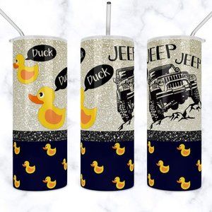 1-20oz  Duck Duck Jeep insulated tumbler with sliding lid and 2 straws